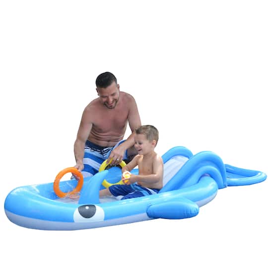 Pool Central® 7ft. Inflatable Children's Whale Shaped Interactive Play Pool